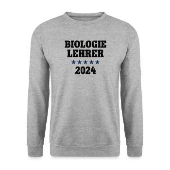 Biologielehrer 2024 Beruf Studium Lehramt Biologie - Unisex Pullover - Weißgrau meliert - Vorne - Alina (178cm) & Michal (187cm)