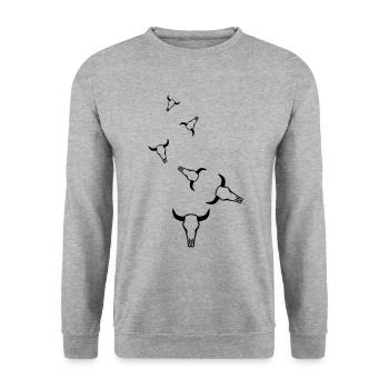 Cow Bull Skull - Unisex Sweatshirt - salt & pepper - Front - Alina (178cm) & Michal (187cm)