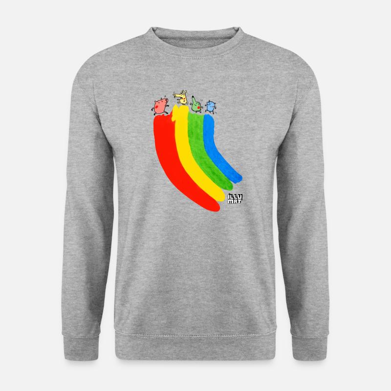 viele bunte Freunde - Unisex Pullover - Weißgrau meliert