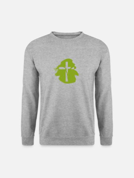 Kreuz Bibelvers Christlich - Unisex Pullover - Weißgrau meliert