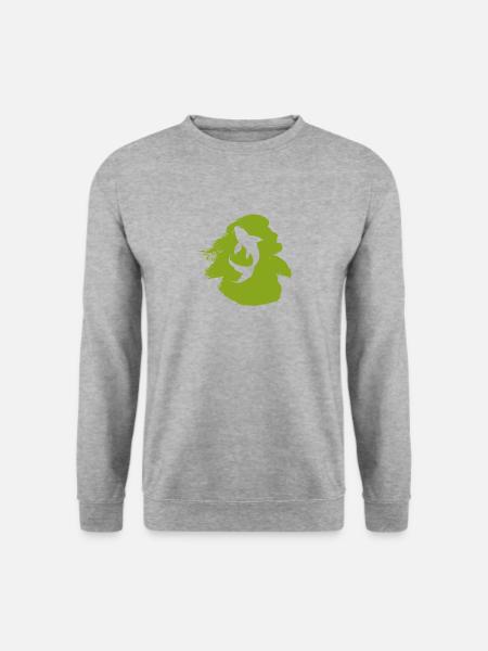 Koi Fisch Fischer - Unisex Pullover - Weißgrau meliert