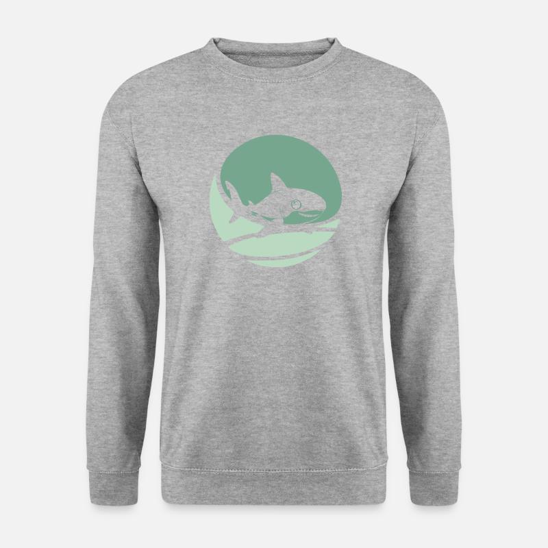 Haifisch Haifischflosse Haie - Unisex Pullover - Weißgrau meliert