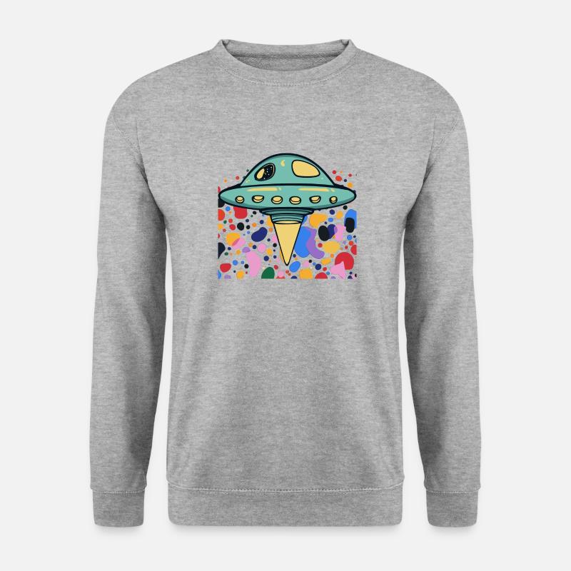 UFO Scifi Raumschiff - Unisex Pullover - Weißgrau meliert