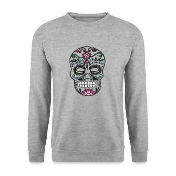 Calavera Mexico - Unisex Sweatshirt - salt & pepper - Front - Alina (178cm) & Michal (187cm)