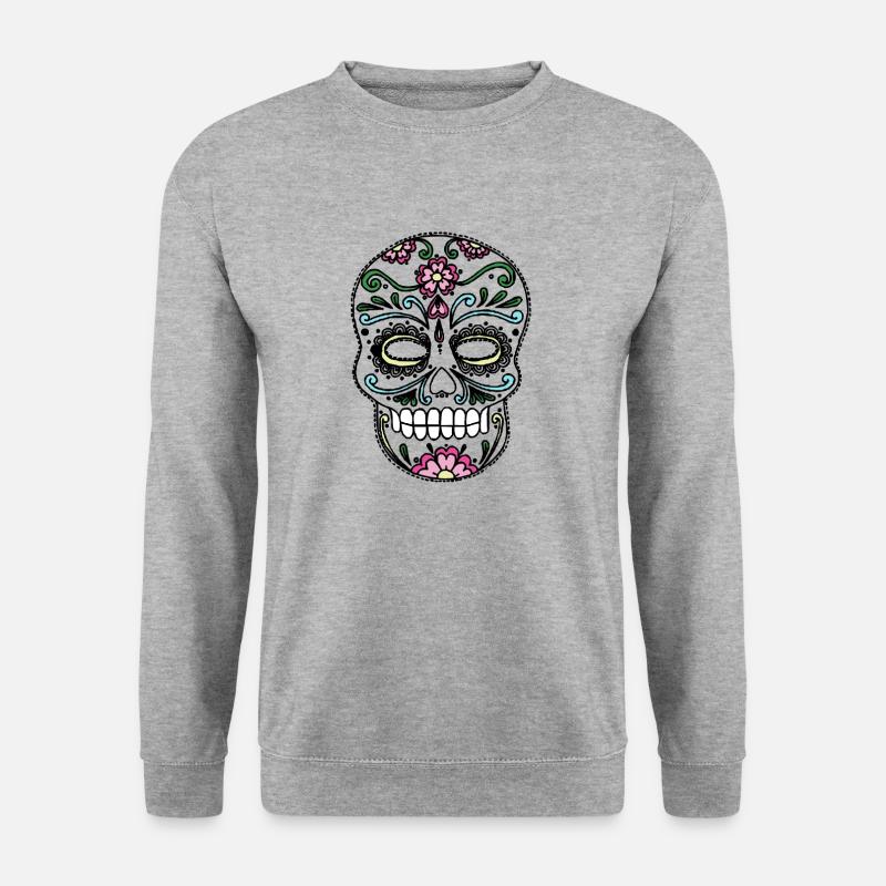 Calavera, Mexiko - Unisex Pullover - Weißgrau meliert