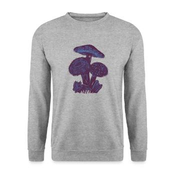Mushrooms Linocut - Unisex Sweatshirt - salt & pepper - Front - Alina (178cm) & Michal (187cm)