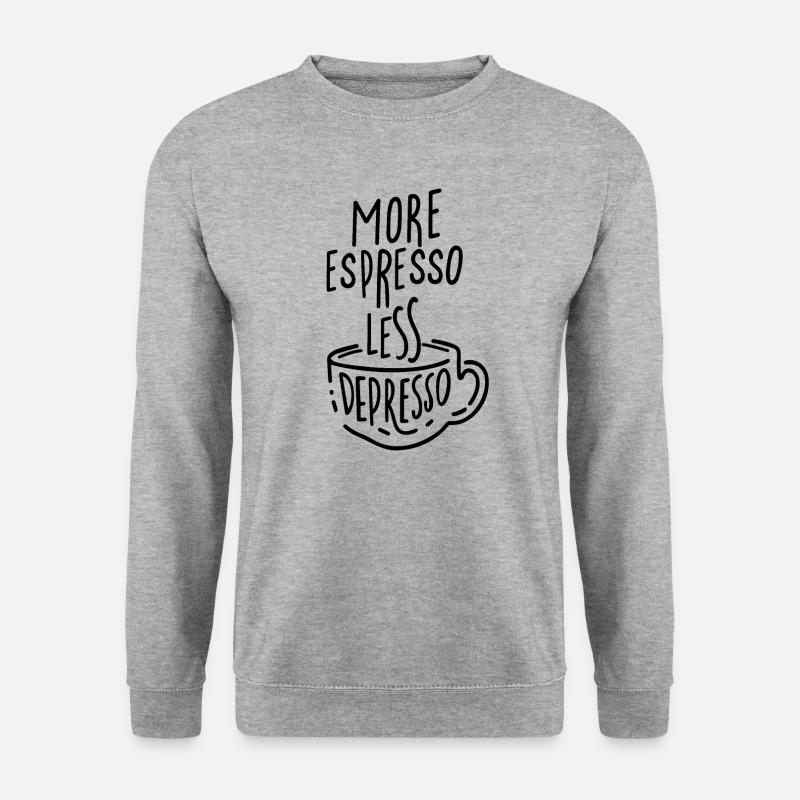 Mehr Espresso Weniger Depresso - Unisex Pullover - Weißgrau meliert
