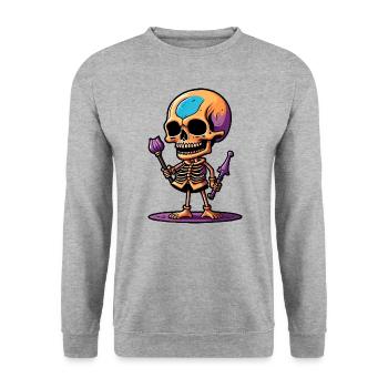 Squelette - Sweat-shirt Unisexe - gris chiné - Devant - Alina (178cm) & Michal (187cm)