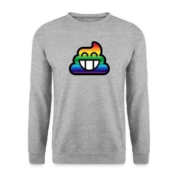 Emoticon Rainbow Poop Stinkfingers - Unisex Sweatshirt - salt & pepper - Front - Alina (178cm) & Michal (187cm)