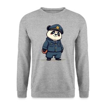 Officer Paws: Panda Police Squad - Unisex Pullover - Weißgrau meliert - Vorne - Alina (178cm) & Michal (187cm)
