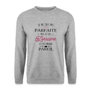Lorraine Parfaite - Sweat-shirt Unisexe - gris chiné - Devant - Alina (178cm) & Michal (187cm)