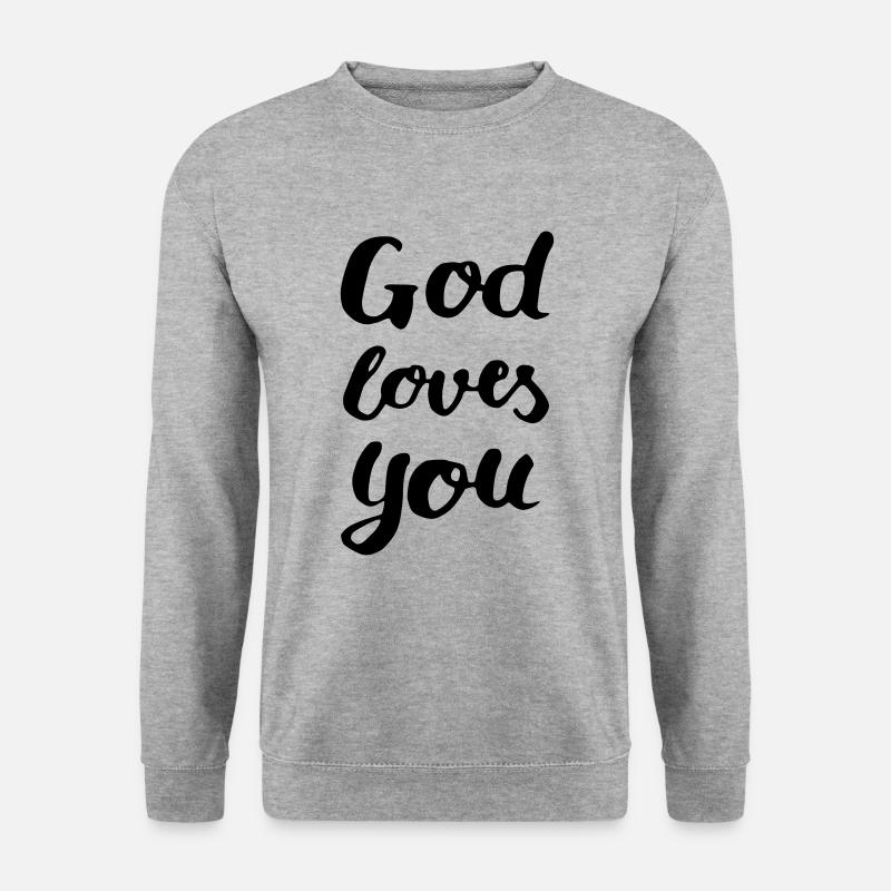 God loves you - Unisex Pullover - Weißgrau meliert
