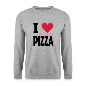 pizza - Unisex sweater - hvidgrå meleret - Foran - Alina (178cm) & Michal (187cm)