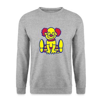 Fröhlicher Clown - Unisex Pullover - Weißgrau meliert - Vorne - Alina (178cm) & Michal (187cm)