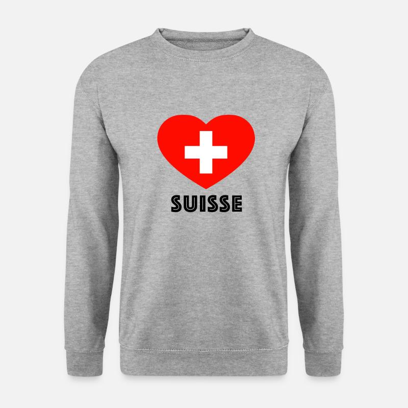 Schweiz Herz Shirt zur WM - Unisex Pullover - Weißgrau meliert