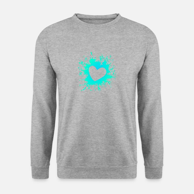 Herz Pinsel - Unisex Pullover - Weißgrau meliert