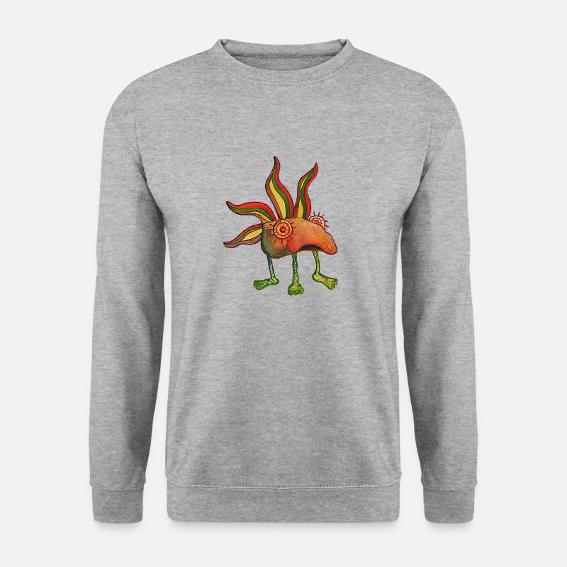 kreative Karikatur - Unisex Pullover - Weißgrau meliert