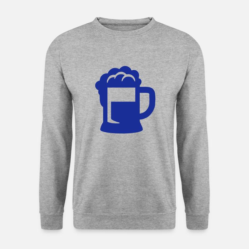 Bier Beer Glas Krug - Unisex Pullover - Weißgrau meliert