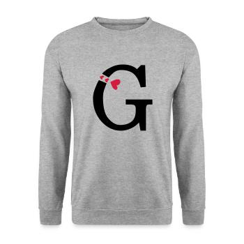 Capital letter G with hearts - Unisex Sweatshirt - salt & pepper - Front - Alina (178cm) & Michal (187cm)