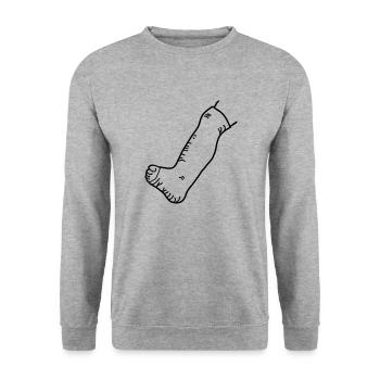 Bein in Gips _1_g1s - Unisex Pullover - Weißgrau meliert - Vorne - Alina (178cm) & Michal (187cm)