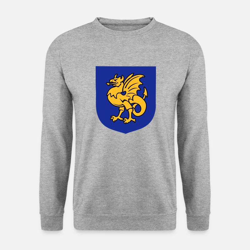 Fantasy-Kreatur Greif Zeichnung Bornholm - Unisex Pullover - Weißgrau meliert