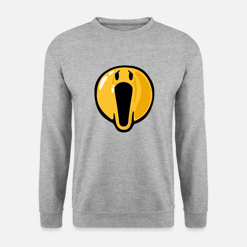 Smiley scream - Unisex Pullover - Weißgrau meliert
