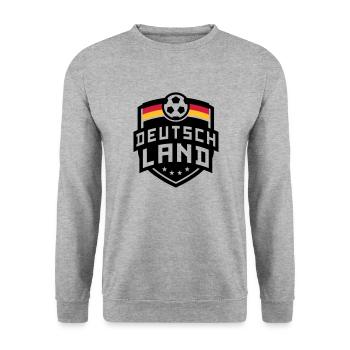 Deutschland Fußball Wappen 04 - Unisex Pullover - Weißgrau meliert - Vorne - Alina (178cm) & Michal (187cm)