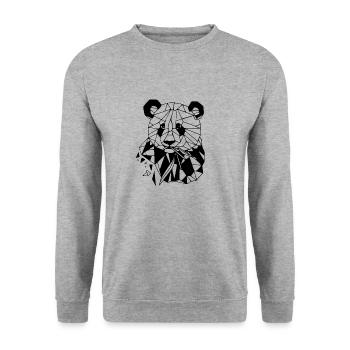 panda - Unisex Sweatshirt - salt & pepper - Front - Alina (178cm) & Michal (187cm)