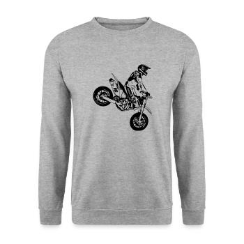 Supermoto - Unisex Pullover - Weißgrau meliert - Vorne - Alina (178cm) & Michal (187cm)