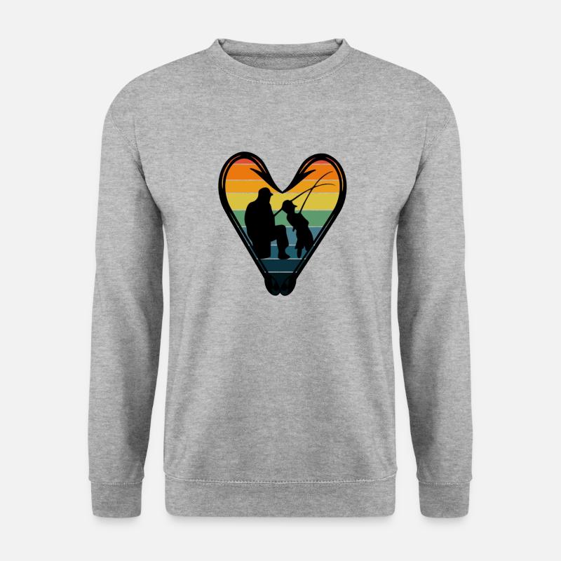 Vater und Kind Angeln - Love Hook - Unisex Pullover - Weißgrau meliert