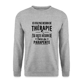 thérapie faire du parapente - humour parapentiste - Sweat-shirt Unisexe - gris chiné - Devant - Alina (178cm) & Michal (187cm)
