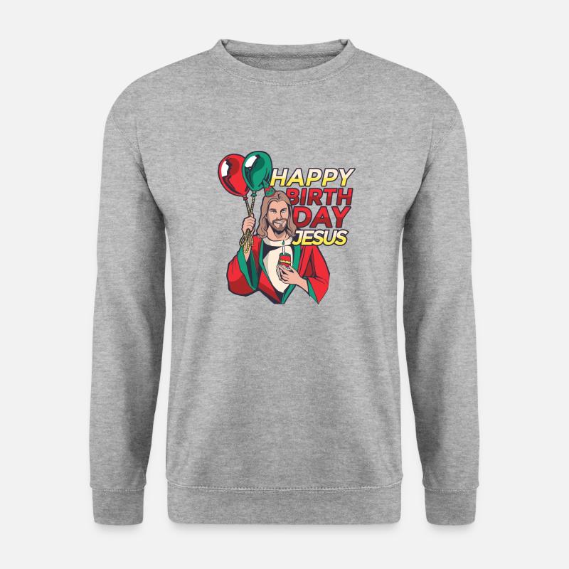 Happy Birthday Jesus - Unisex Pullover - Weißgrau meliert