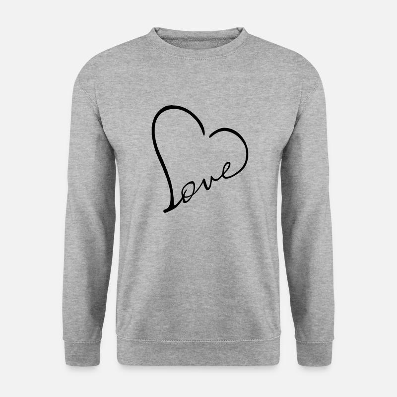 Liebe Herz Herz - Unisex Pullover - Weißgrau meliert
