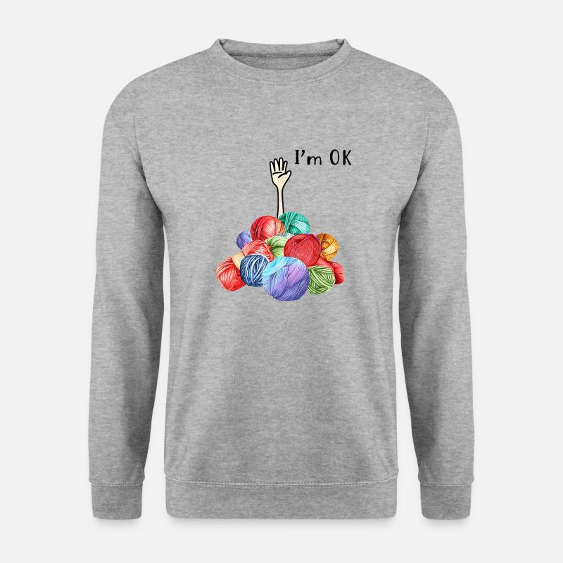Häkeln Stricken mit Tier witzig - Unisex Pullover - Weißgrau meliert