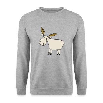 Elch - Unisex Pullover - Weißgrau meliert - Vorne - Alina (178cm) & Michal (187cm)
