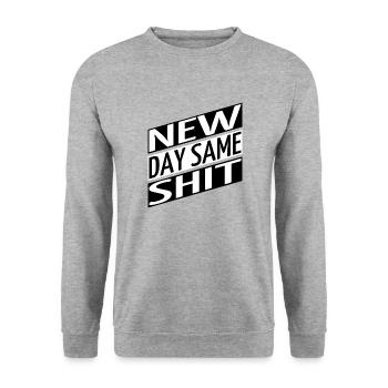 gym wear strong drop team quote jokes food do work - Unisex Pullover - Weißgrau meliert - Vorne - Alina (178cm) & Michal (187cm)