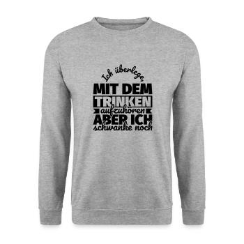 Alkohol lustiger Spruch saufen - Unisex Pullover - Weißgrau meliert - Vorne - Alina (178cm) & Michal (187cm)