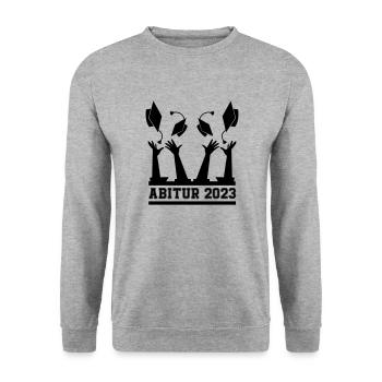 Abitur 2023 - Unisex Pullover - Weißgrau meliert - Vorne - Alina (178cm) & Michal (187cm)