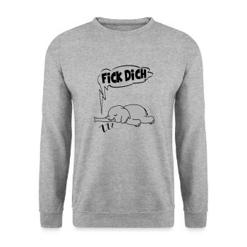 Fick Dich Elefant Ingnorant Nein Nö Chef - Unisex Pullover - Weißgrau meliert - Vorne - Alina (178cm) & Michal (187cm)