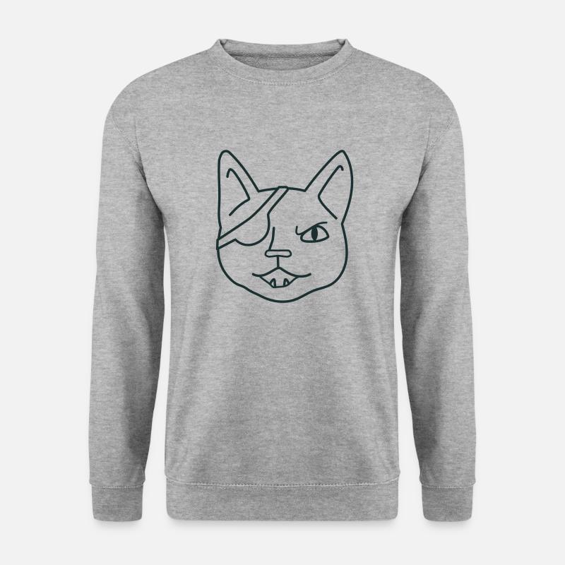 Wütendes Piratenkatzengesicht - Unisex Pullover - Weißgrau meliert