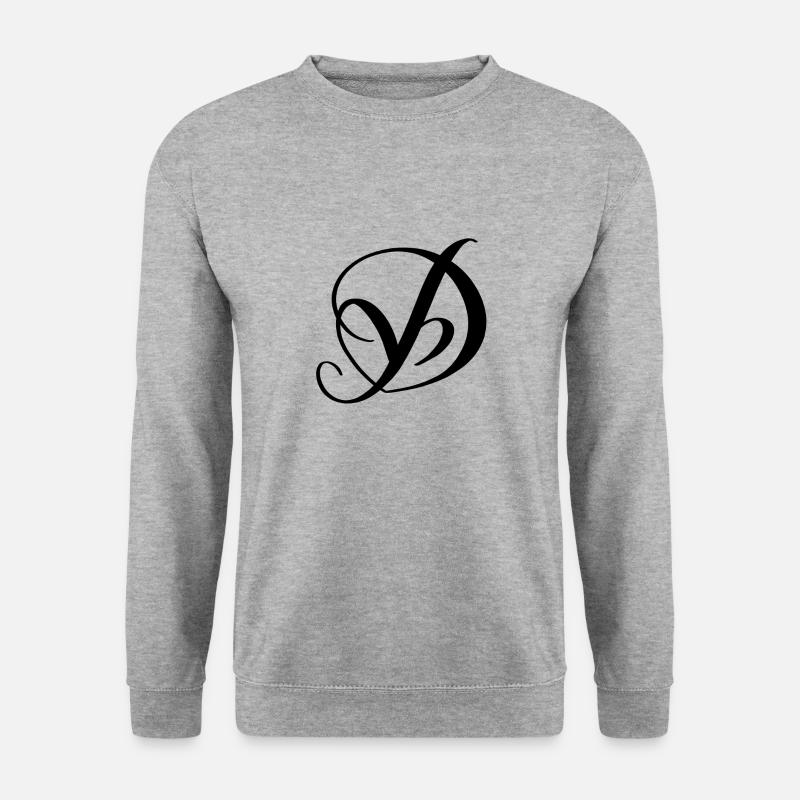 Herzbuchstabe D/Herzbuchstabe D - Unisex Pullover - Weißgrau meliert