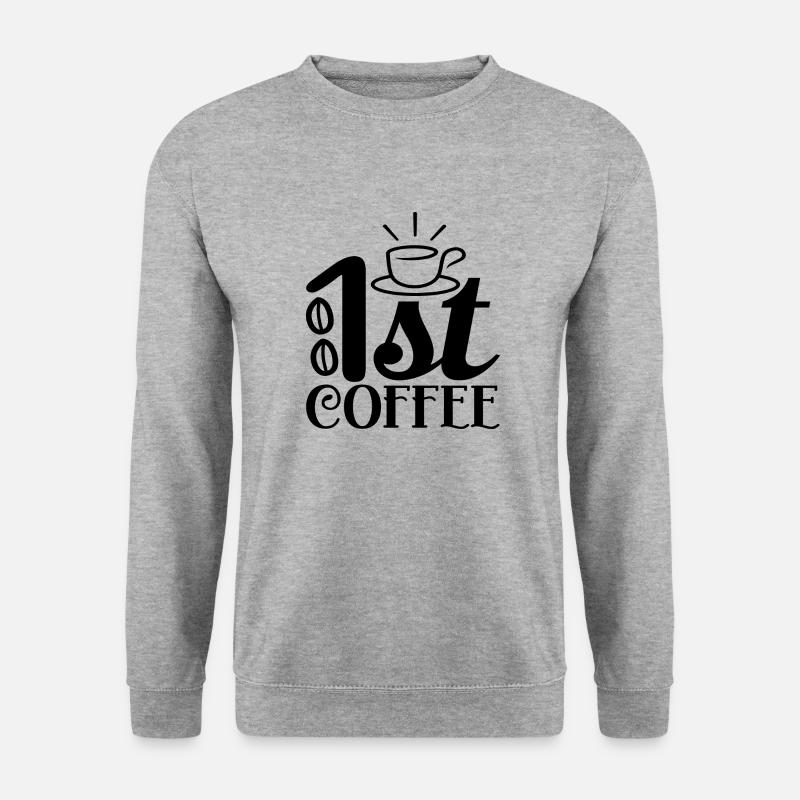 1st Coffee - Unisex Pullover - Weißgrau meliert