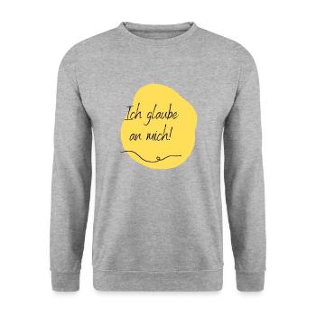 Ich glaube an mich! - Unisex Pullover - Weißgrau meliert - Vorne - Alina (178cm) & Michal (187cm)