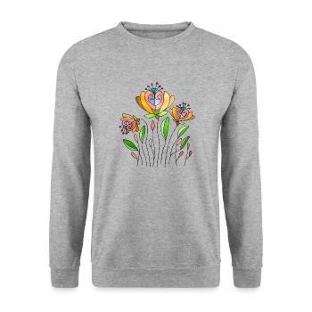 Flowers - Unisex Sweatshirt - salt & pepper - Front - Alina (178cm) & Michal (187cm)