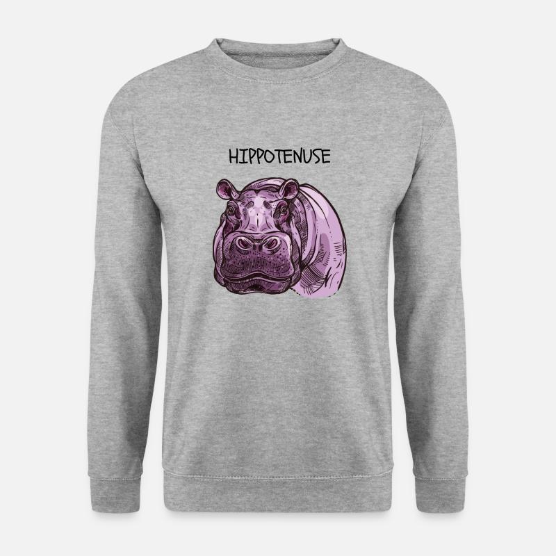Hippo - Unisex Pullover - Weißgrau meliert