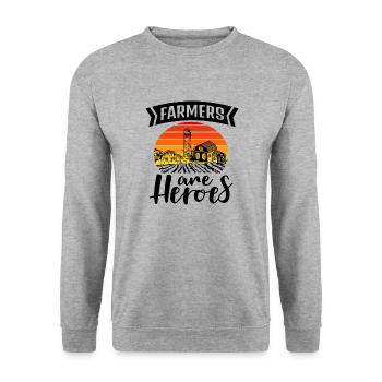Farmer Farmer Farmer Tractor Farm - Unisex Sweatshirt - salt & pepper - Front - Alina (178cm) & Michal (187cm)