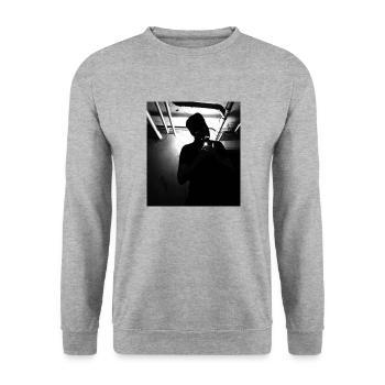 No Face - Unisex Pullover - Weißgrau meliert - Vorne - Alina (178cm) & Michal (187cm)