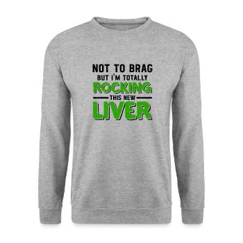 Conception de donneur d’organes transplantés hépatiques - Sweat-shirt Unisexe - gris chiné - Devant - Alina (178cm) & Michal (187cm)