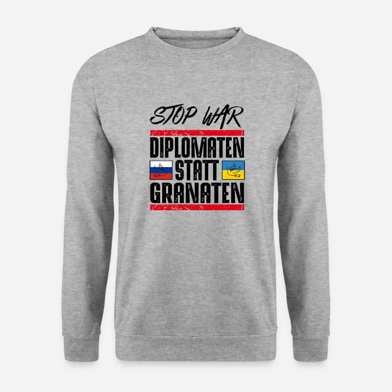 NO WAR - Unisex Pullover - Weißgrau meliert