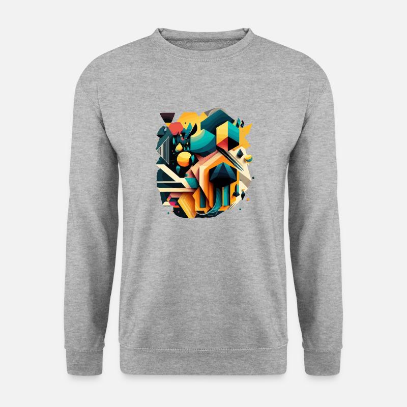 Abstrakte Geometrie - Unisex Pullover - Weißgrau meliert